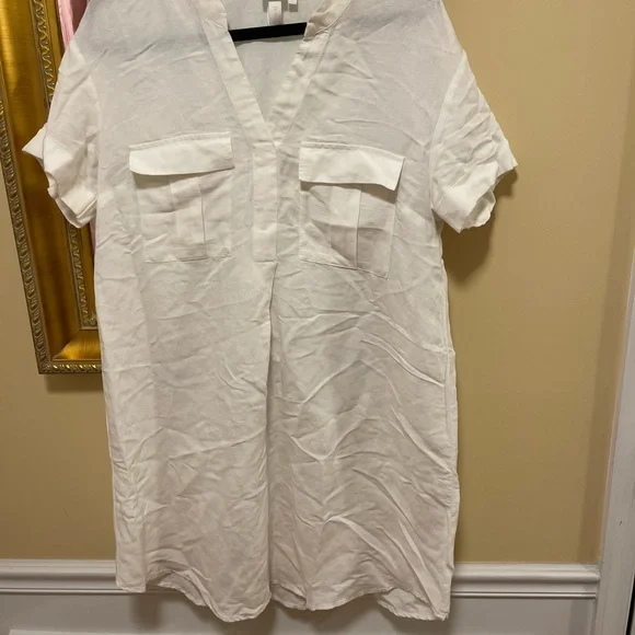 H&M | Dresses | Hm White Linen Dress | Poshmark